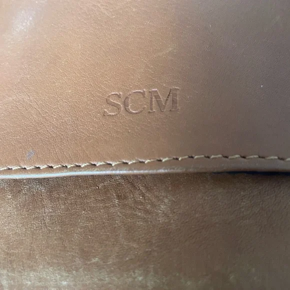 Vintage 90’s Essa Genuine Leather Camel Brown Crossbody Satchel Chest Bag - Picture 10 of 12